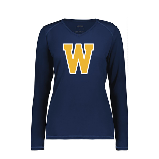 [6847.065.XS-LOGO2] Women's SoftTouch Long Sleeve (Female Adult XS, Navy, Logo 2)