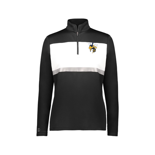 [222791.420.XS-LOGO1] Ladies Bold 1/4 Zip Pullover (Female Adult XS, Black, Logo 1)
