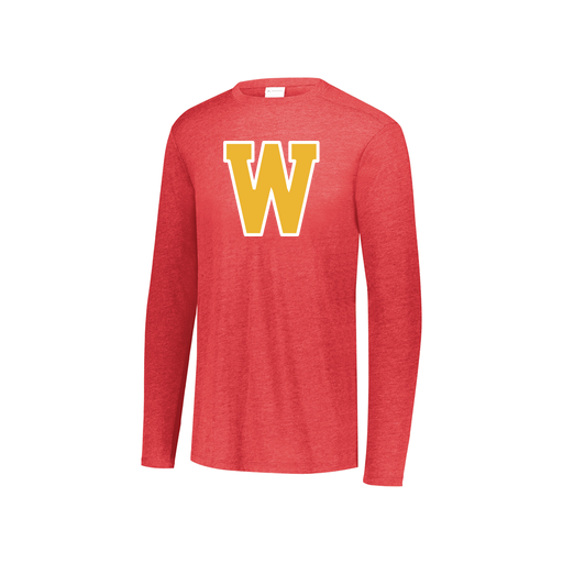 [FTLCUBRD-YS-LOGO2] Decker Youth Tri-Blend T-Shirt - Long Sleeve (Youth S, Red, Logo 2)